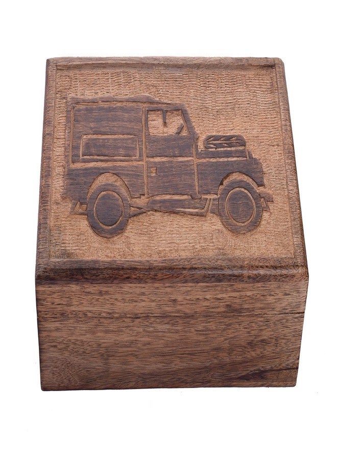STORE INDYA Handmade Wooden Keepsake Storage Trinket Box Dark Brown Vintage Car Design Jewelry Makeup Tools Holder - Image 3