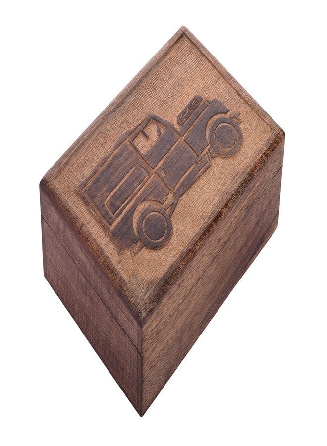 STORE INDYA Handmade Wooden Keepsake Storage Trinket Box Dark Brown Vintage Car Design Jewelry Makeup Tools Holder - Image 1
