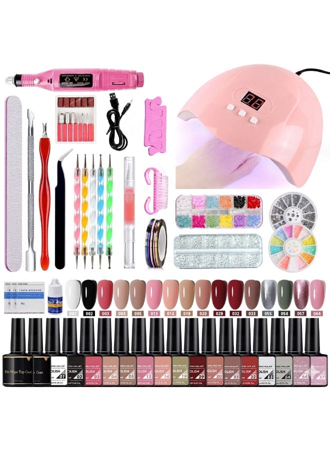 Manicure Nail Polish Glue 35-Piece Set, UV Lamp LED Dry Nail, Polishing Set - Image 1