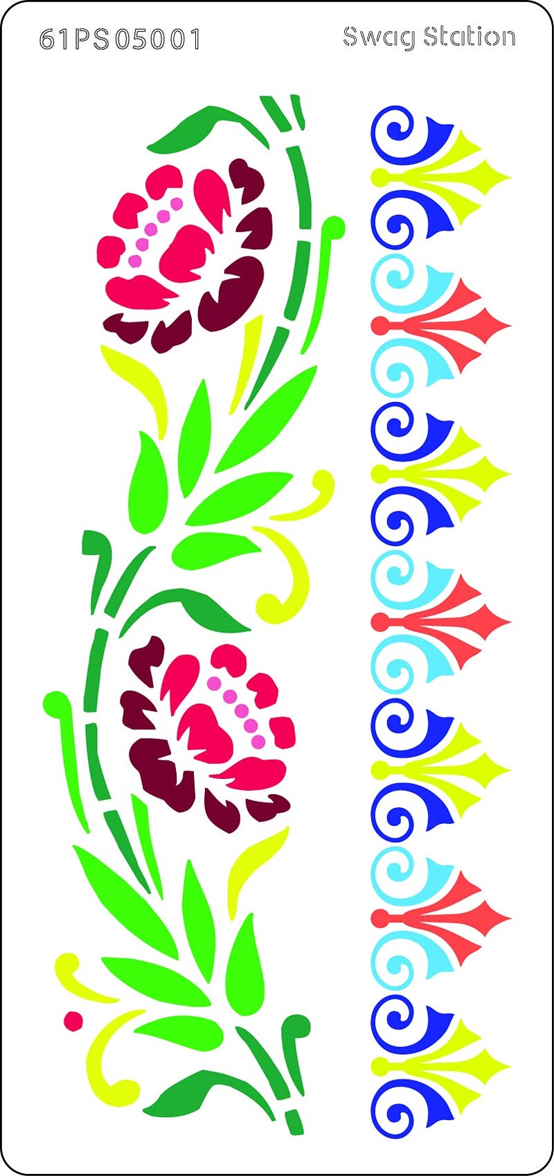 SWAGSTATION Flower Border Stencil Design Reusable Painting Template for Art and Craft (8"x4") Stencil for Painting Art Journal, Furniture Painting, Clothes, Home Décor Border Stencils for Craft - Image 2