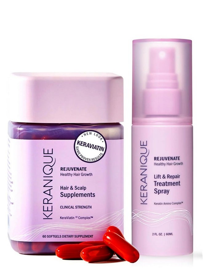 Keranique Keranique Hair Growth System - KeraViatin Vitamins with Biotin, Vitamin B, and Curcumin, Lift and Repair Treatment Spray for Instant Volume, 30 Days Supply  - Image 1