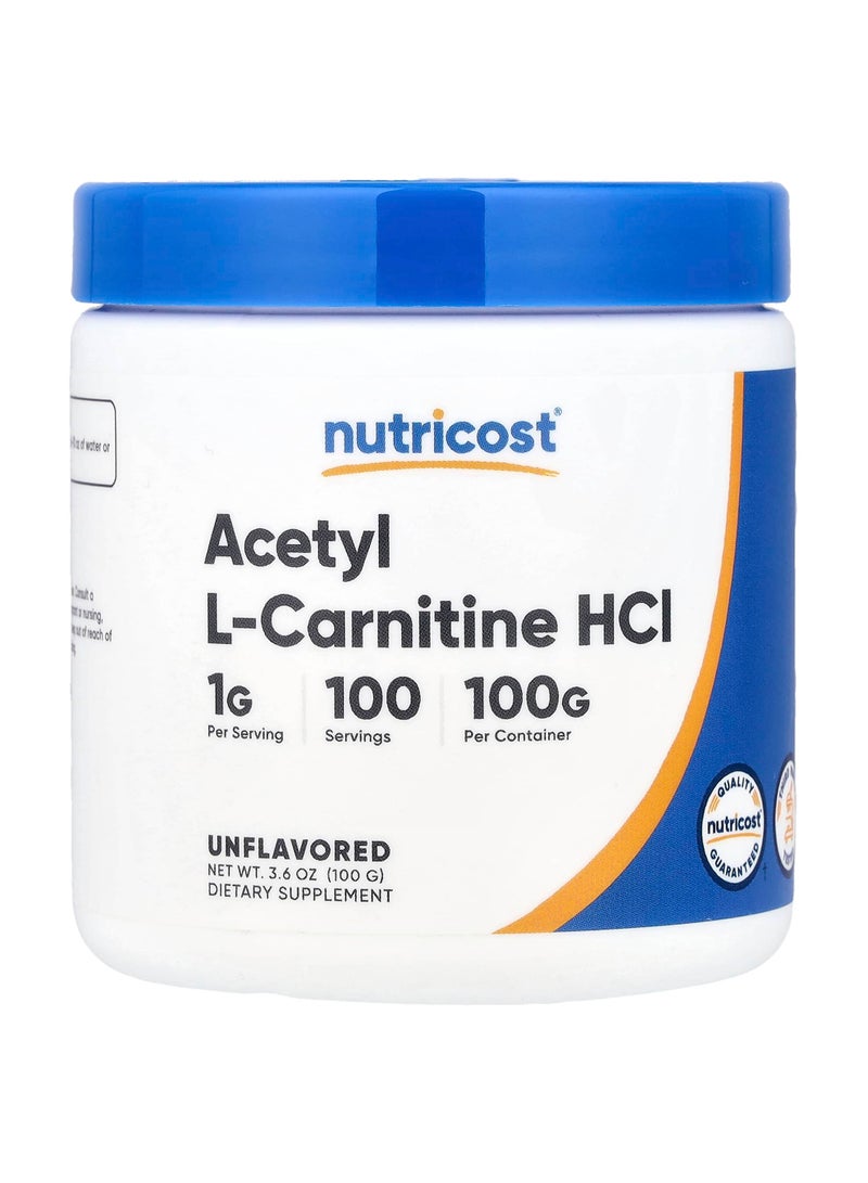 Nutricost Acetyl L-Carnitine HCl, Unflavored, 3.6 oz (100 g)