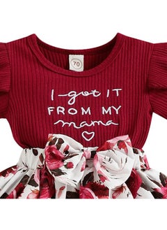 Hopscotch Hopscotch Girls Cotton and Polyester Text Print Bodysuit with Headband in Maroon Color For Ages (3-6 Months)  - Image 3