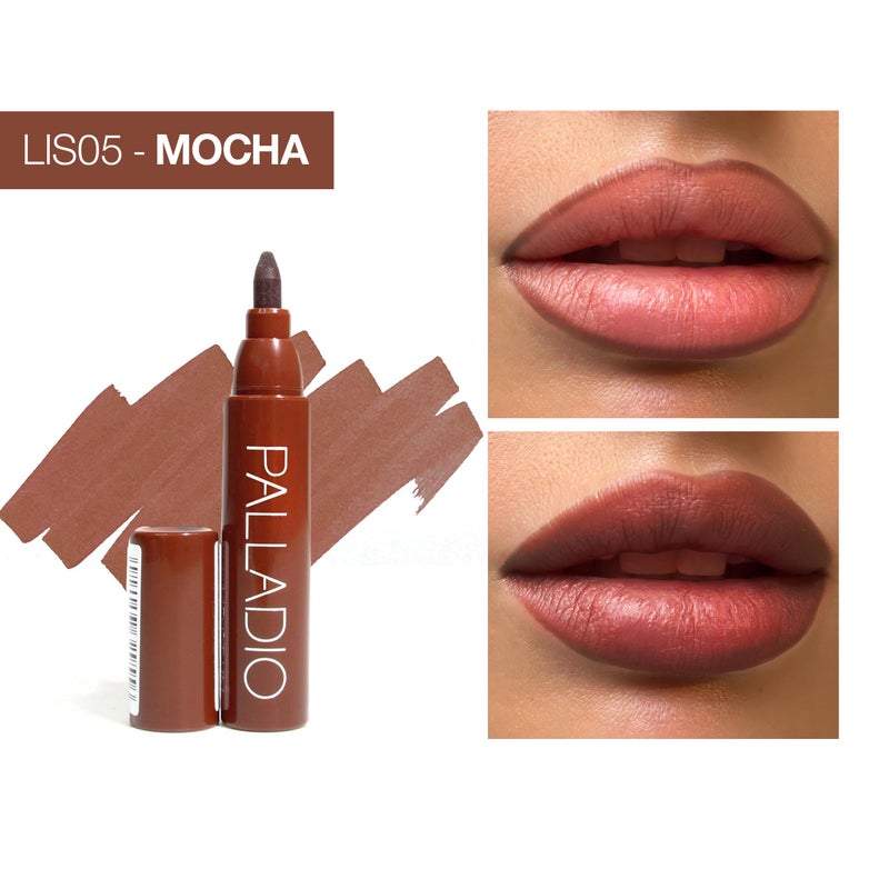 Palladio Lip Stain, Hydrating and Waterproof Formula, Matte Color Look, Longlasting All Day Wear Lip Color, Smudge Proof Natural Finish, Precise Chisel Tip Marker, Mocha Cream - Image 2