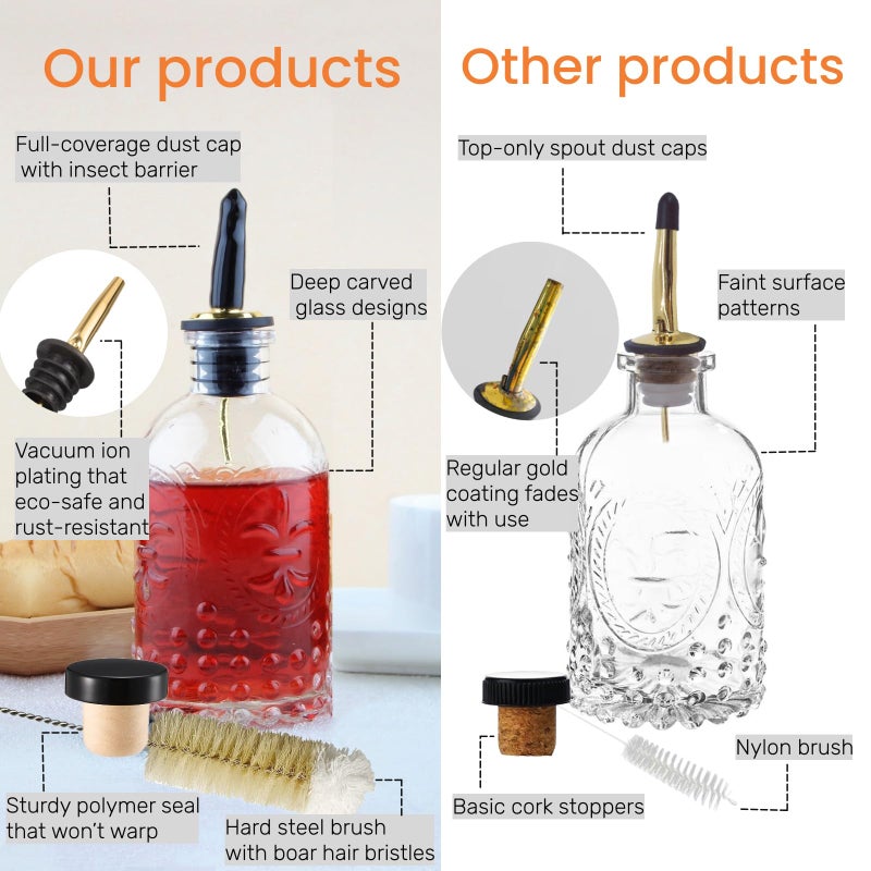 Shining Craft Syrup Dispenser Bottles Set, 4 Pack 7 OZ Bottles With Metal Pour Spout and Labels for Syrups, SC055 (4 Pack) - Image 3