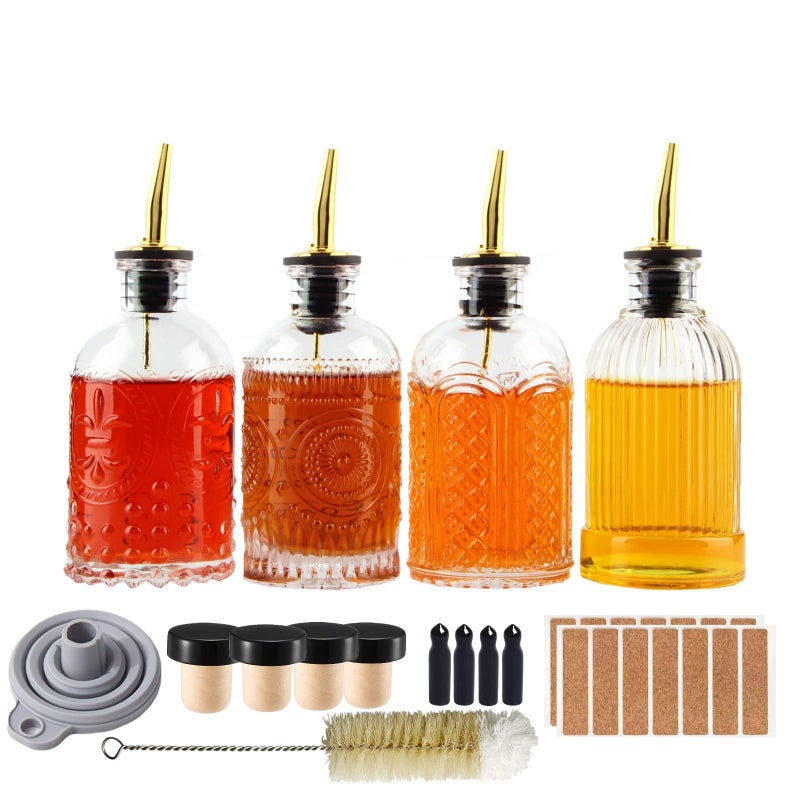 Shining Craft Syrup Dispenser Bottles Set, 4 Pack 7 OZ Bottles With Metal Pour Spout and Labels for Syrups, SC055 (4 Pack) - Image 1