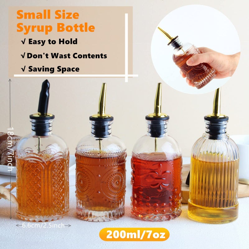 Shining Craft Syrup Dispenser Bottles Set, 4 Pack 7 OZ Bottles With Metal Pour Spout and Labels for Syrups, SC055 (4 Pack) - Image 4