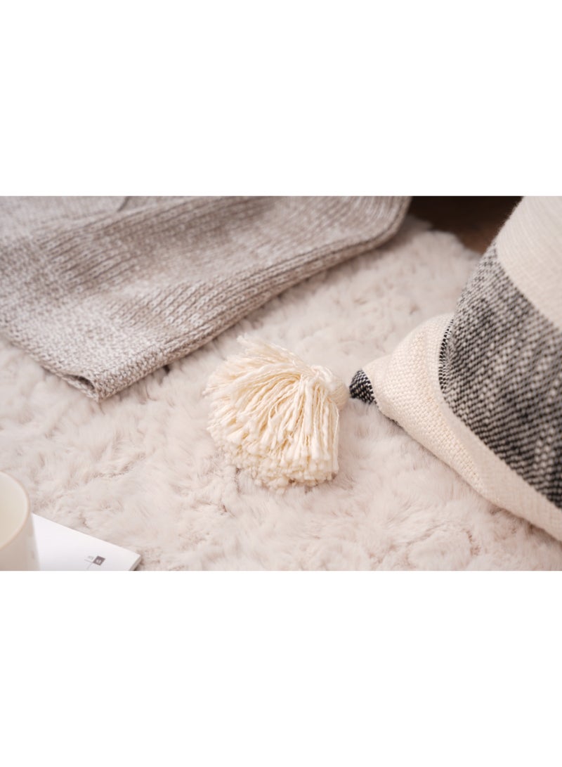 GOLD MANTIS 60x60cm Striped Cotton Euro Sham with Feather Insert – Harbo Decorative Throw Pillow with Tassels, Boho Style Square Cushion for Sofa & Bed, Premium Quality Stitching - Image 2