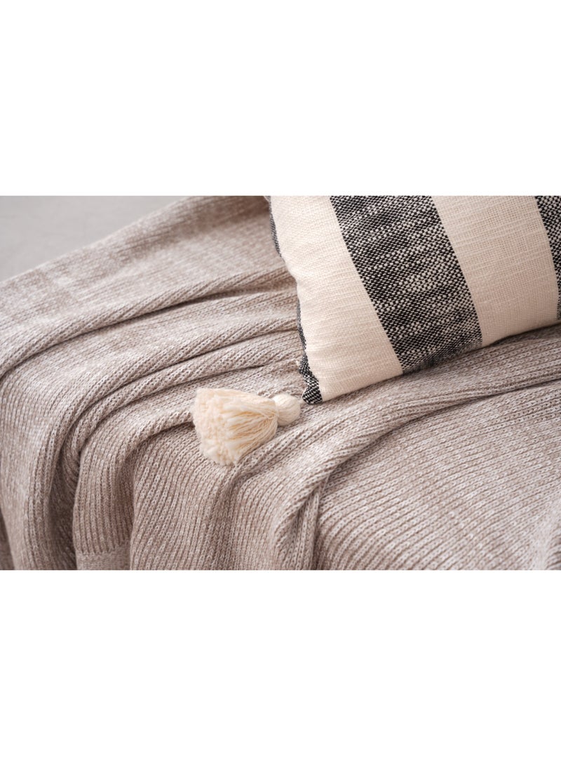 GOLD MANTIS 60x60cm Striped Cotton Euro Sham with Feather Insert – Harbo Decorative Throw Pillow with Tassels, Boho Style Square Cushion for Sofa & Bed, Premium Quality Stitching - Image 3