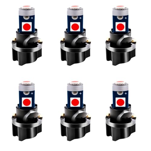 WLJH 6pcs Canbus Error Free T5 74 37 27 17 2721 3030SMD Led Dash Lights Bulbs Gauge Cluster Dashboard Instrument Panel Light Lamps Bulb Twist Lock Socket (Red) - Image 1