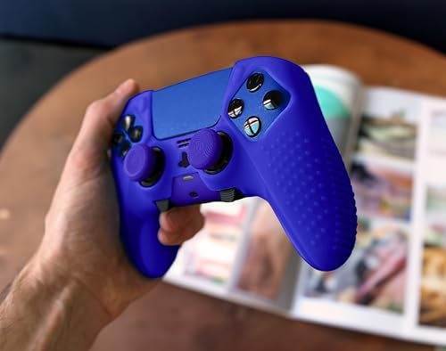 Foamy Lizard Eclipse PS5 Edge Controller Skin Combo Set | Dock Compatible, Protector Decals, Anti-Slip Soft Gel Silicone Cover, Faceplate Shell & Thumb Grips for PlayStation 5 DualSense Edge (Blue) - Image 5
