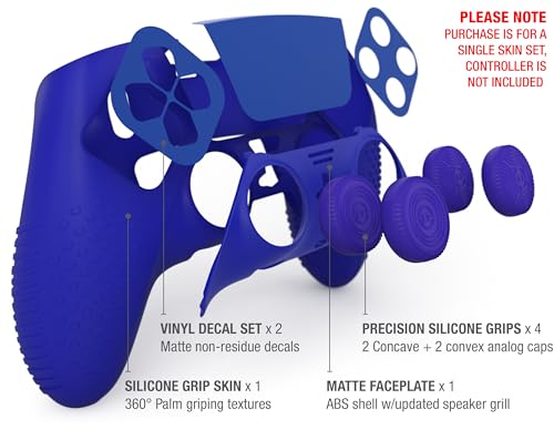 Foamy Lizard Eclipse PS5 Edge Controller Skin Combo Set | Dock Compatible, Protector Decals, Anti-Slip Soft Gel Silicone Cover, Faceplate Shell & Thumb Grips for PlayStation 5 DualSense Edge (Blue) - Image 3