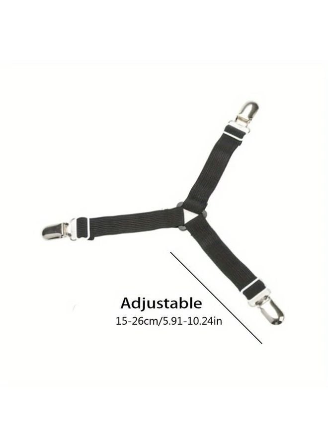 4pcs Black Adjustable Triangle Bed Sheet Holders Anti Slip Elastic Clips - Image 5