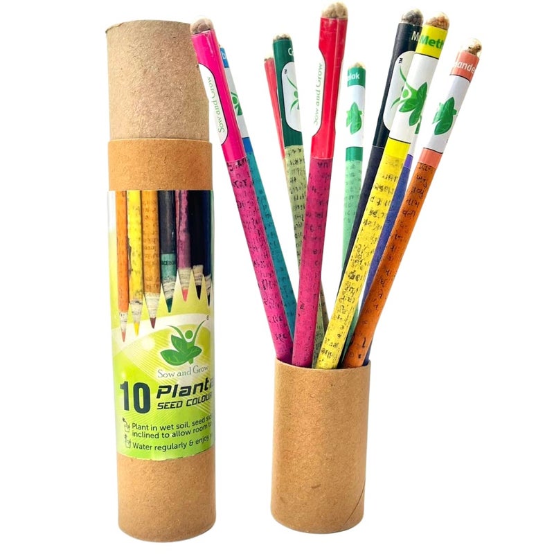 Sow and Grow Sow and Grow Eco Friendly Plantable Gift Kit 10 Seed Colour Pencils Seed Diary in a Jute Pouch  - Image 5