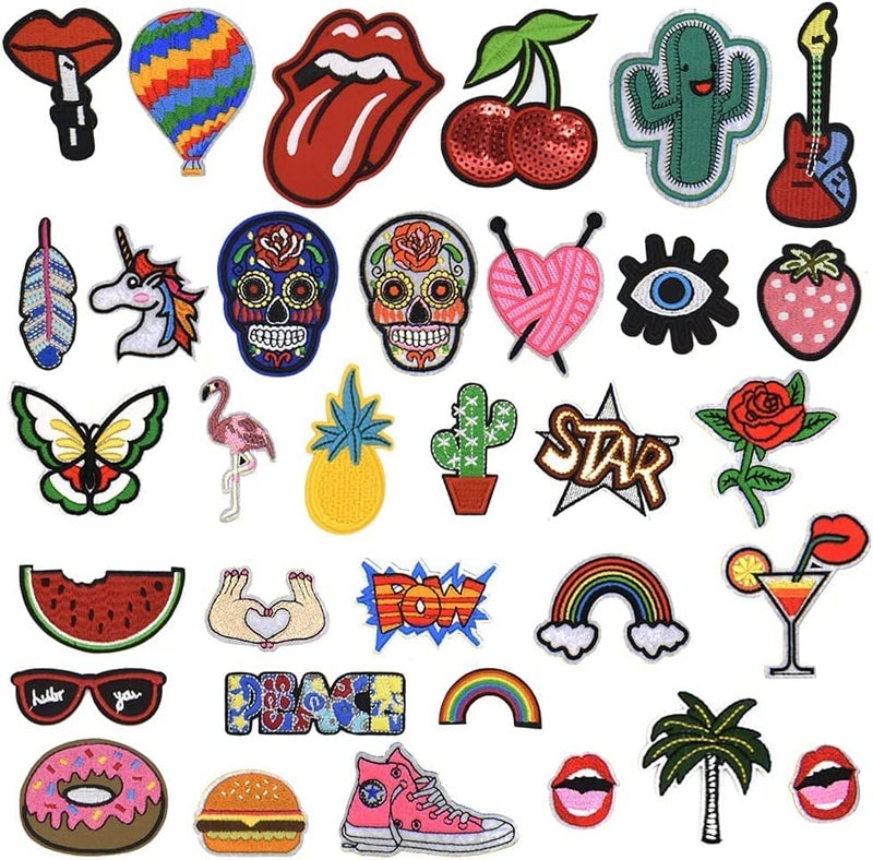 Daily Crafts Pack of 10 Funny Cloth Patch Stickers Badge Emblem Iron On Patch Embroidered Sew On Patches for DIY Girl Skirt Dress Kids Bag TShirt Craft Clothes 