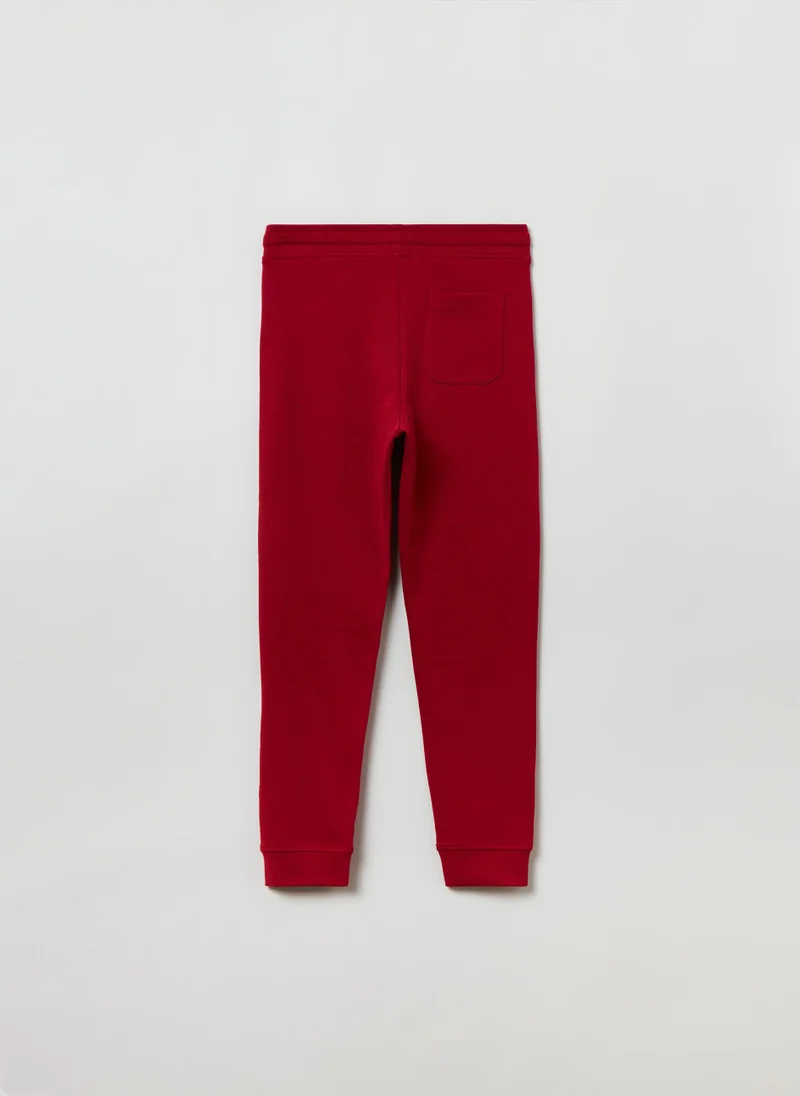 Ovs Plush joggers with drawstring and print