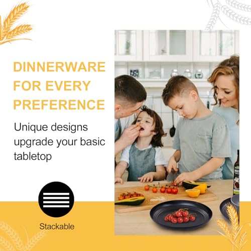 Rubtlamp Wheat Straw Dinnerware Sets, 16PCS Plastic Dinnerware Set for 4, Wheat Straw Plates and Bowls Sets, Unbreakable Dinnerware Plastic Microwave Safe Dishes Set for Kitchen&Camping - Image 5