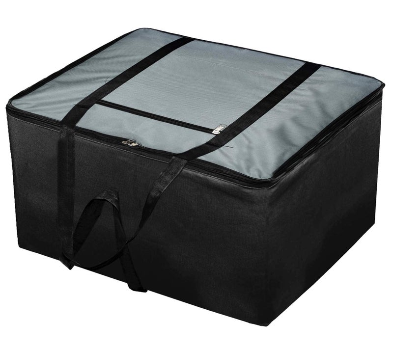 Kuber Industries Small Size Lightweight Foldable Rexine Jumbo Underbed Storage Bag with Zipper and Handle Grey and Black - Image 5