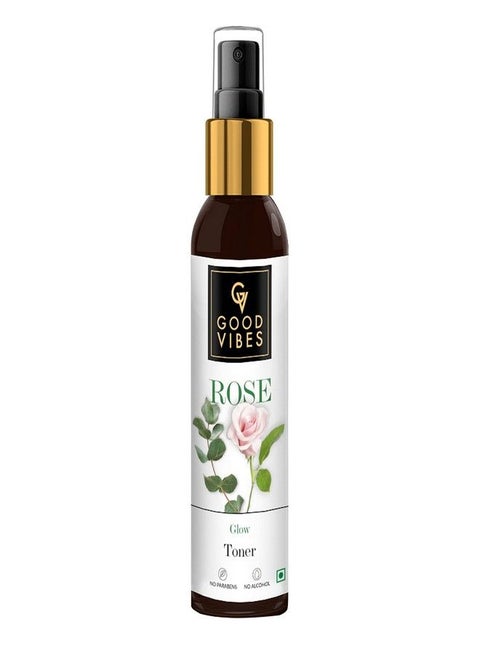 Good Vibes Rose Glow Toner 120 ml, Hydrating Light Weight Anti Ageing Nourishing Moisturizing Brightening Revitalising for All Skin Types, Natural, No Alcohol, Parabens & Sulphates, No Animal Testing
