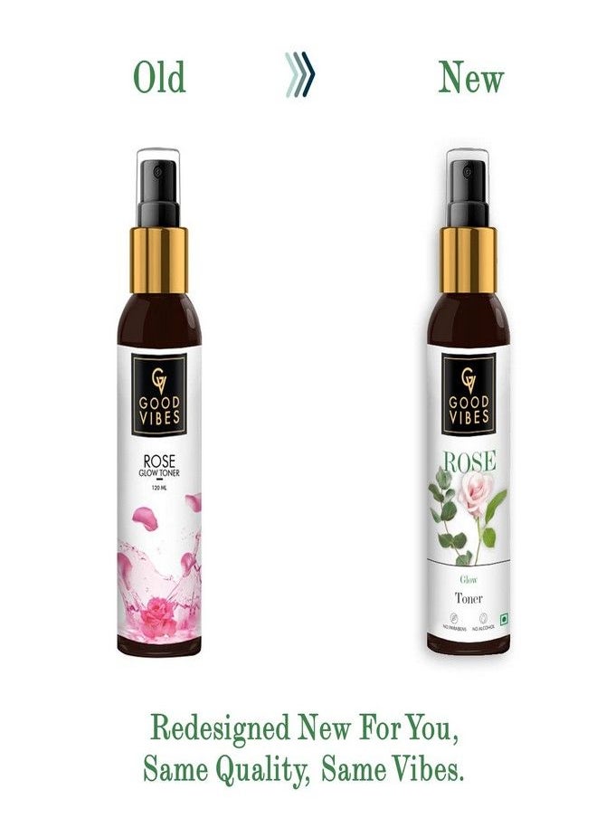 Good Vibes - Good Vibes Rose Glow Toner 120 ml, Hydrating Light Weight Anti Ageing Nourishing Moisturizing Brightening Revitalising for All Skin Types, Natural, No Alcohol, Parabens & Sulphates, No Animal Testing - Image 1