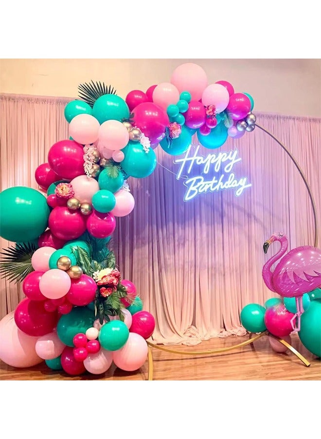زيمي 97 قطعة من بالونات DIY إكليل هاواي الصيفي للحفلات الاستوائية فلامنغو ديكور الحفلات بأوراق النخيل الوردي الساخن الكروم الأخضر بالونات إكليل مثالية لحفلات استقبال المولود الجديد وحفلات الزفاف وحفلات أعي - Image 1