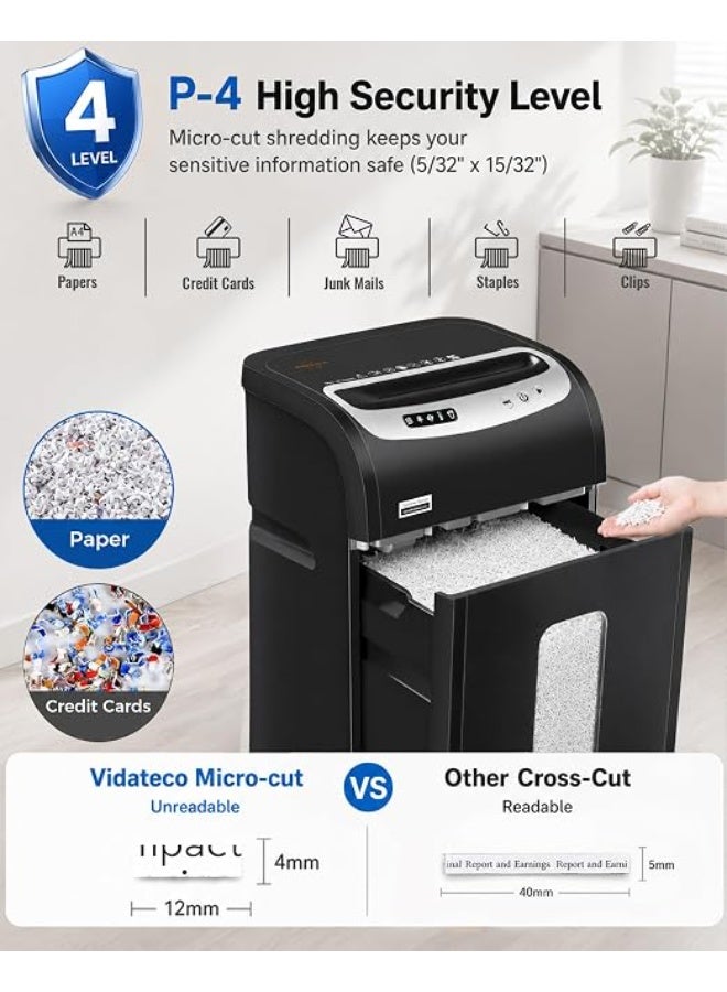 ماكينة فرم مستندات للمكتب المنزلي Maxshred OS-1605MF N بتقطيع دقيق Micro Cut، سعة 18 ورقة، تشغيل مستمر حتى 60 دقيقة، مستوى أمان P-4، سلة سحب 7.9 جالون، لفرم الورق وبطاقات الائتمان والأقراص المدمجة والدبابيس والمشابك - Image 4