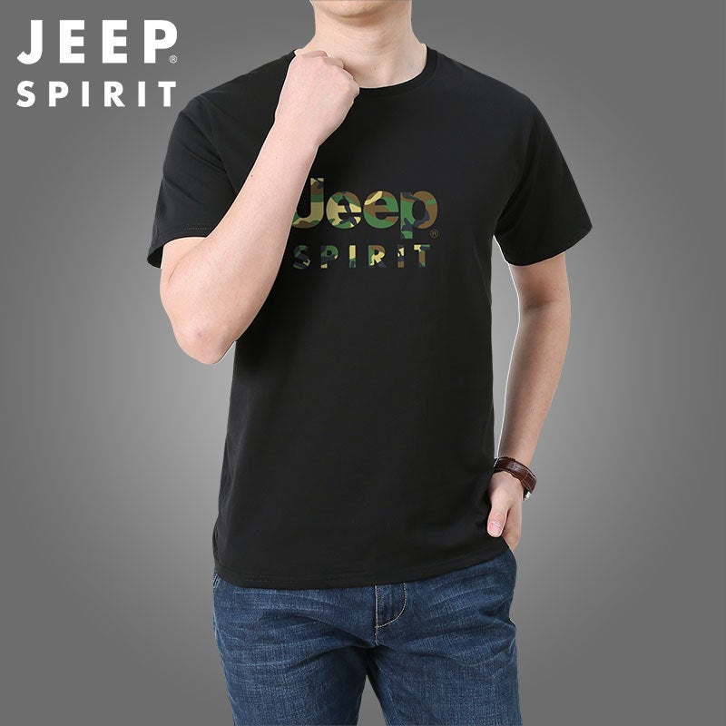Jeep Spirit Men'S Short-Sleeved T-Shirt Round Neck Loose Clothes Summer Pure Cotton Trendy T-Shirt Men'S 279024 - Image 2