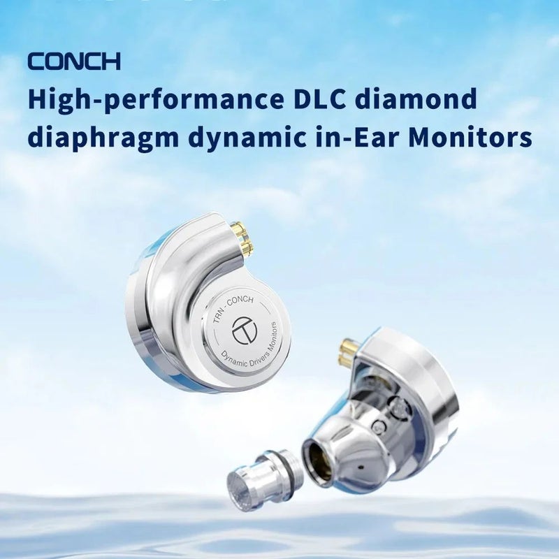 TRN Conch High-Performance Dynamic In-Ear Music Monitor Earphones, DLC Diamond Diaphragm, No Mic - Image 4
