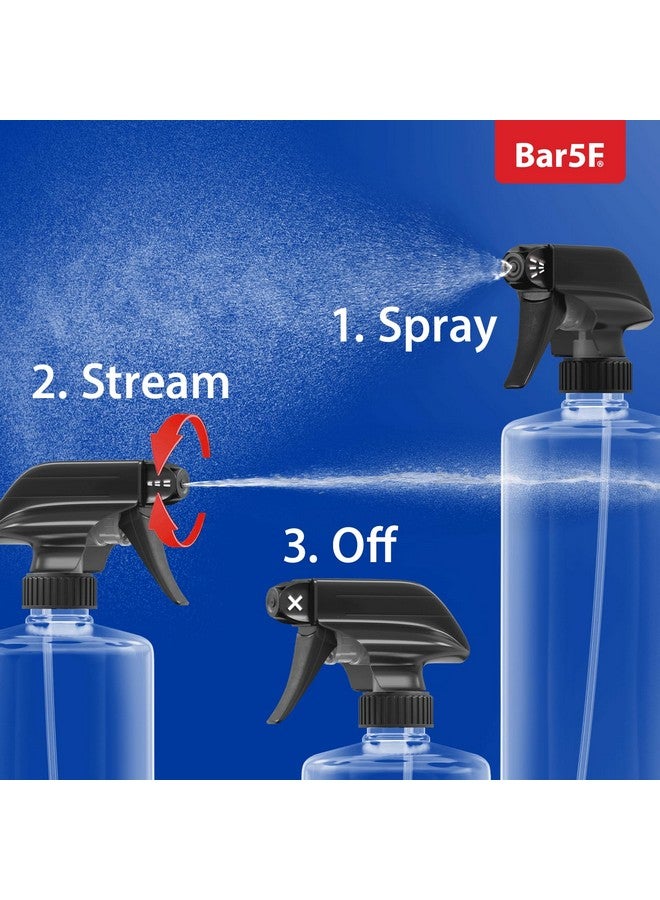 Bar5F Bar5F Plastic Spray Bottles with Mixor Trigger, 32 oz | Professional, Leak Proof, Empty, Adjustable Fine to Powerful Sprayer, Refillable | Water Plants, Cleaning Solutions | Crystal Clear | Pack of 3 - Image 4