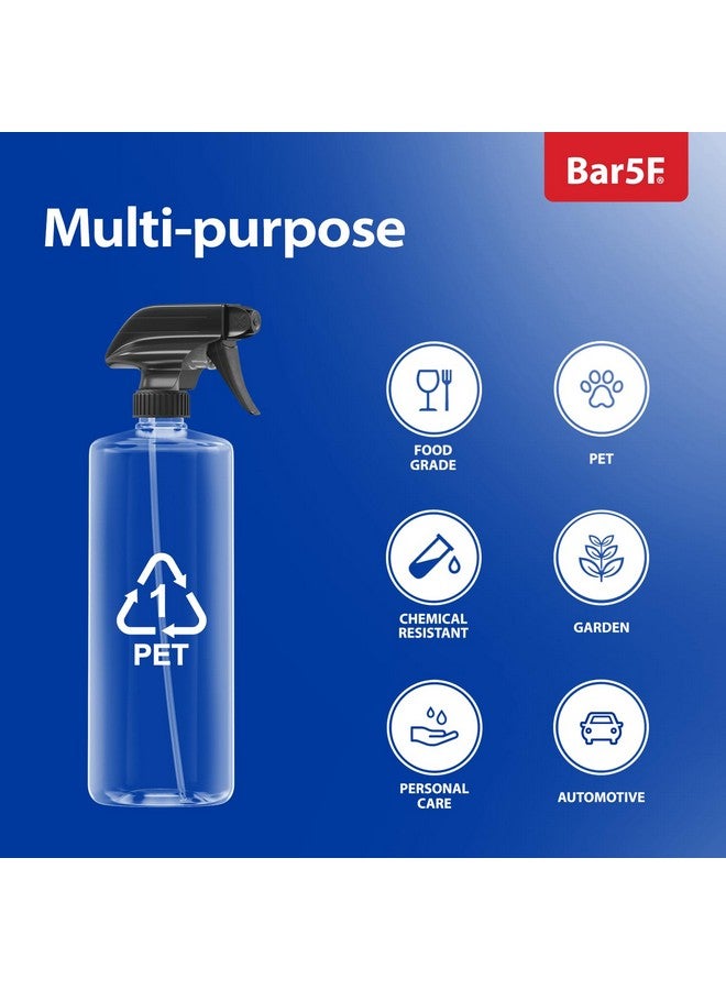 Bar5F Bar5F Plastic Spray Bottles with Mixor Trigger, 32 oz | Professional, Leak Proof, Empty, Adjustable Fine to Powerful Sprayer, Refillable | Water Plants, Cleaning Solutions | Crystal Clear | Pack of 3 - Image 5