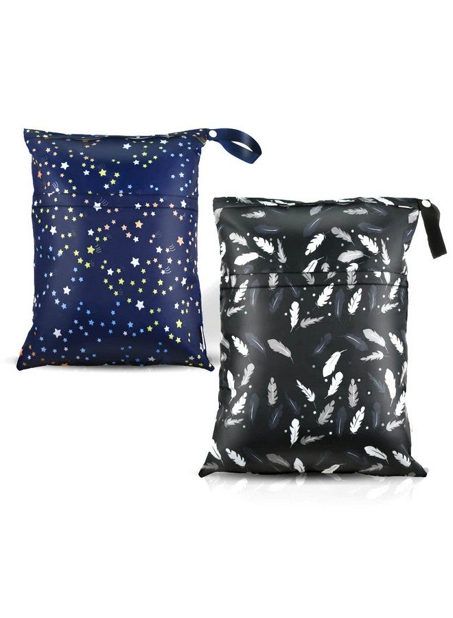 yuntop 2 Pcs Waterproof Reusable Wet Dry Bag For Diaper Baby Cloth Gym Clothes Washable Travel Bags For Beach Pool Swimsuits Pockets With Two Zippered Dirty Diapers Stroller Yoga Toiletries Daycare Organizer - Image 1