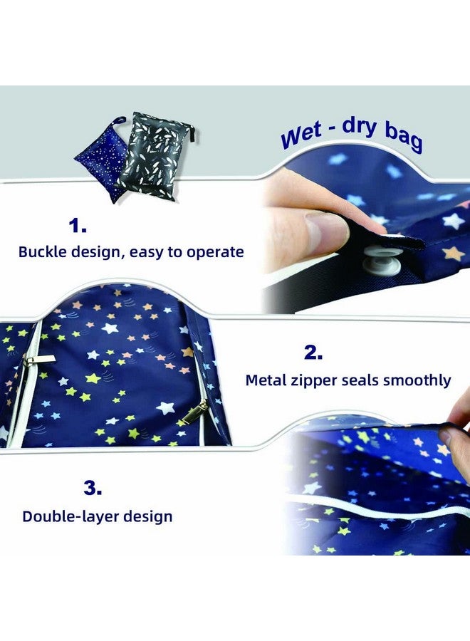 yuntop 2 Pcs Waterproof Reusable Wet Dry Bag For Diaper Baby Cloth Gym Clothes Washable Travel Bags For Beach Pool Swimsuits Pockets With Two Zippered Dirty Diapers Stroller Yoga Toiletries Daycare Organizer - Image 2
