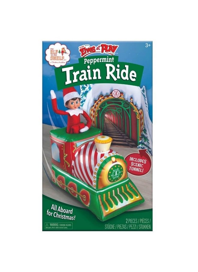 The Elf on the Shelf - The Elf on the Shelf Scout Elves at Play Peppermint Train Ride. Inflatable Train for Fun Arrival Scenes! - Scout Elf Not Included - Image 1
