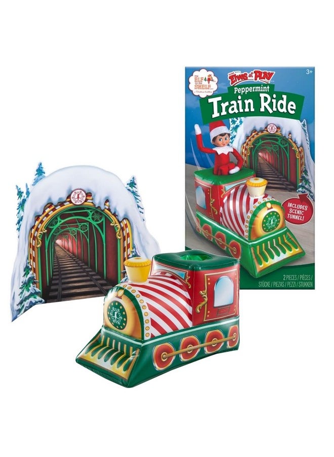 The Elf on the Shelf - The Elf on the Shelf Scout Elves at Play Peppermint Train Ride. Inflatable Train for Fun Arrival Scenes! - Scout Elf Not Included - Image 1
