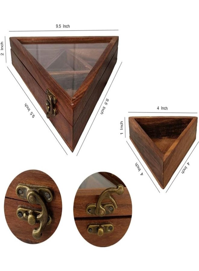 SNOWGREEN EXPORT Wooden Dry Fruits Box with 4 Stainless Steel Bowls, Handcrafted Sheesham Wood with Brass Inlay Work, Brown, Medium - Image 5