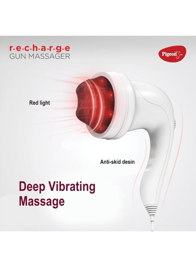 Pigeon Ease Electric Handheld Full Body Massager with 8 Massage Heads, Mesh Cover, 6 Speed Settings| For Pain Relief and Relaxation, Back,Neck, Arms, Leg & Foot| White - Image 3