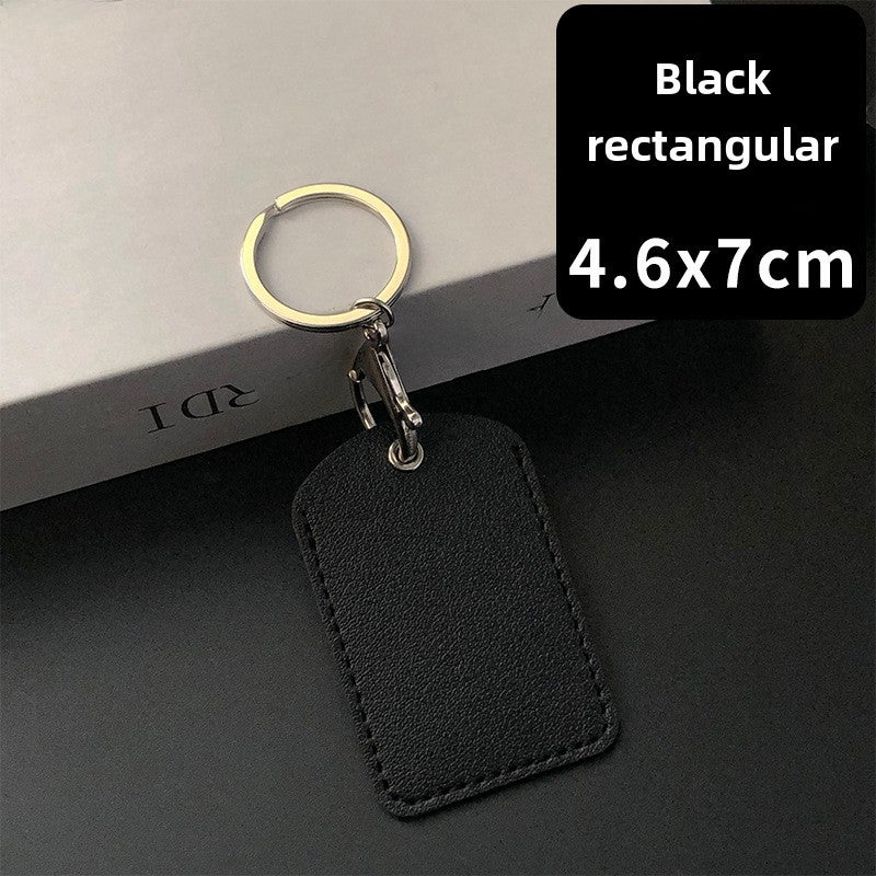 Rectangular PU Leather Keychain Card Holder Black rectangle 