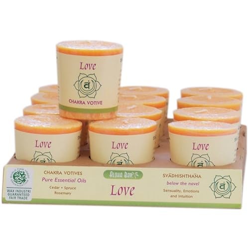 Aloha Bay Premium Scented Hand Made Chakra Energy Candle | Votive 12-pack | Love, Svadhishtana| Yoga, Prayer & Meditation Candle | Long Burn |Essential Oils Cedar, Spruce, Rosemary | Aloha Bay - Image 2