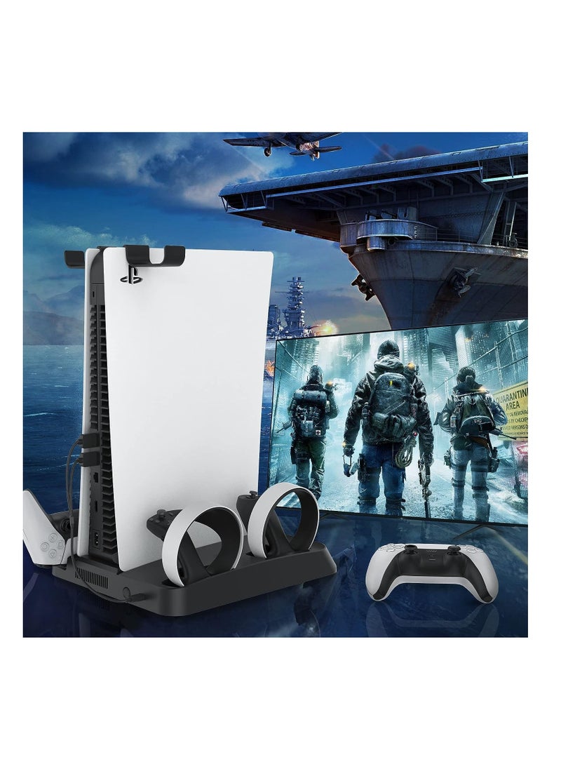 XICEN - Upgraded PSVR2 Controller Charging Dock,PS5 Controller Charger, Cooling Station with 3-Level Speeds Silent Fan,VR and PS5 Stand - Image 1