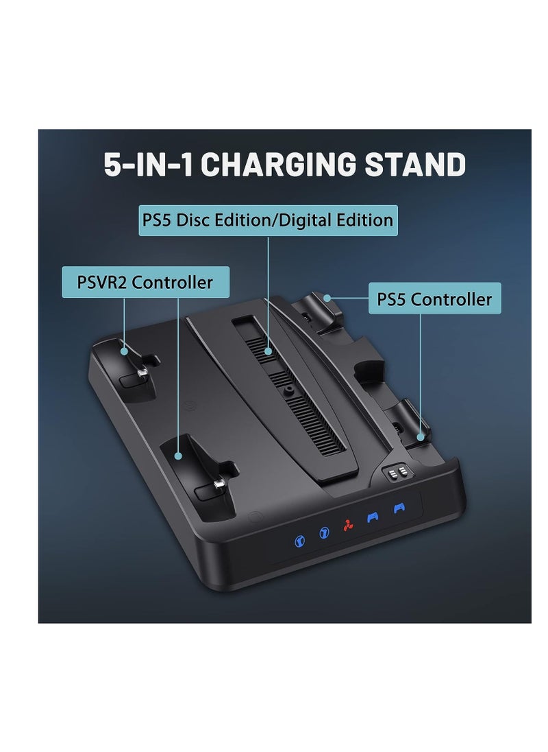 XICEN - Upgraded PSVR2 Controller Charging Dock,PS5 Controller Charger, Cooling Station with 3-Level Speeds Silent Fan,VR and PS5 Stand - Image 1