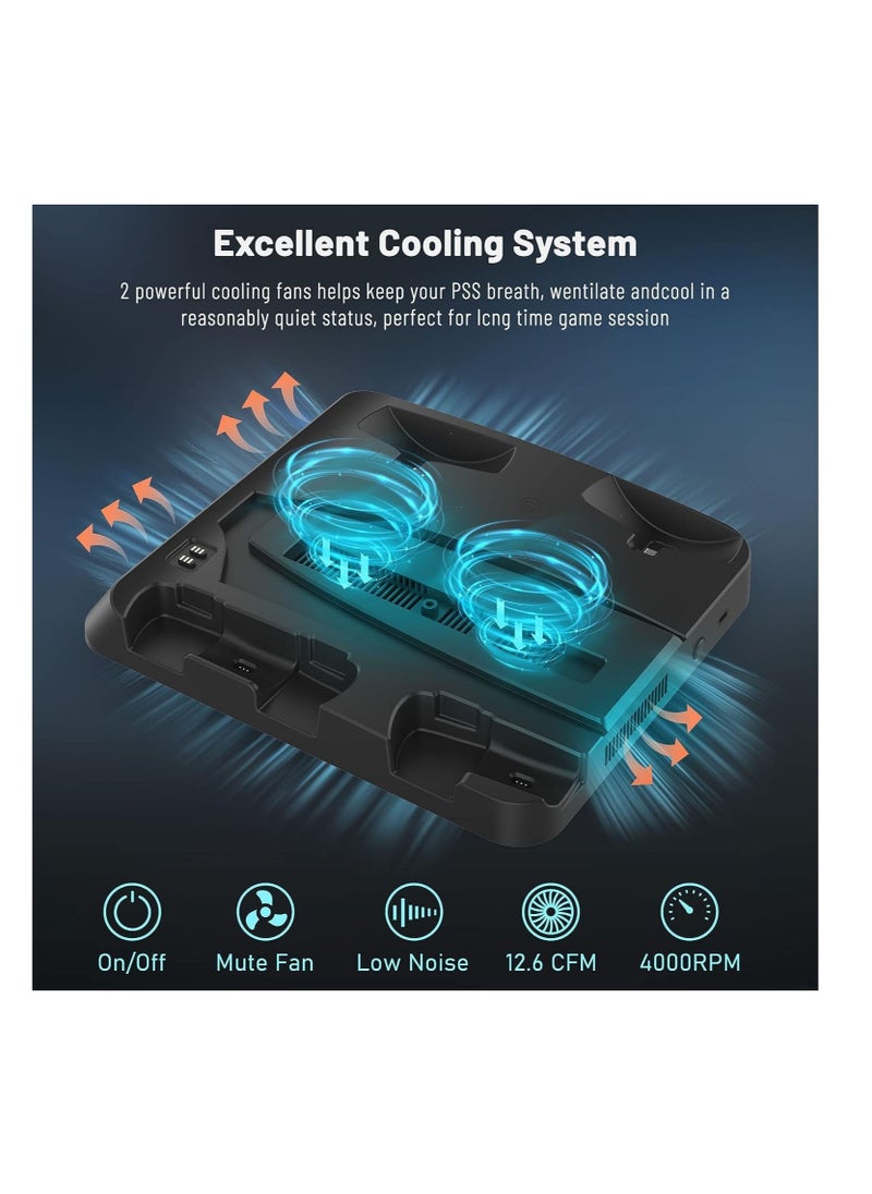 XICEN - Upgraded PSVR2 Controller Charging Dock,PS5 Controller Charger, Cooling Station with 3-Level Speeds Silent Fan,VR and PS5 Stand - Image 1