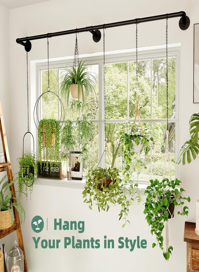 Galood Plant Hanger Indoor with 6 Hanging Chains Hanging Planters for Indoor Plants Hanging Plant Holder Window Plants Rod Black Metal Shelves(70.8 Inch Pot not Included - Image 2