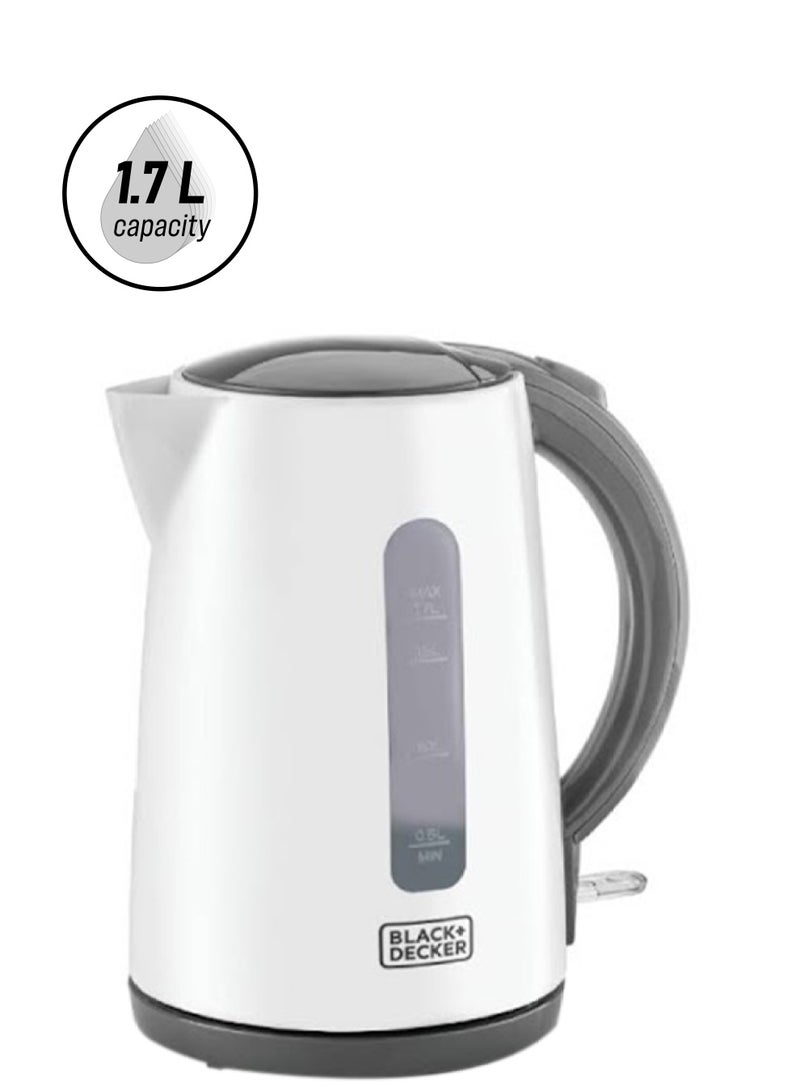 BLACK+DECKER Cordless Electric Kettle, Quick Boiling, Lightweight Design, 360° Swivel Base, Auto Shut-Off, Boil-Dry Protection, Concealed Heating Plate, 1.7 L 2200 W JC70-B5 White/Grey - Image 1