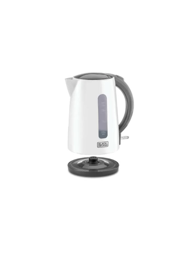 BLACK+DECKER Cordless Electric Kettle, Quick Boiling, Lightweight Design, 360° Swivel Base, Auto Shut-Off, Boil-Dry Protection, Concealed Heating Plate, 1.7 L 2200 W JC70-B5 White/Grey - Image 2