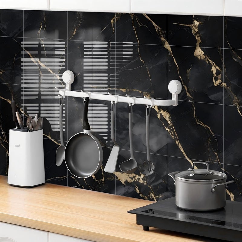 Chejiaye 10pcs Marble Peel and Stick Backsplash Waterproof Washroom Wall Panels, Peel and Stick Tile, PVC Foam Wall Panels for Kitchen,Bathroom,Living Room,Black Gold(Not Real Tile,11.8" x 11.8") - Image 2