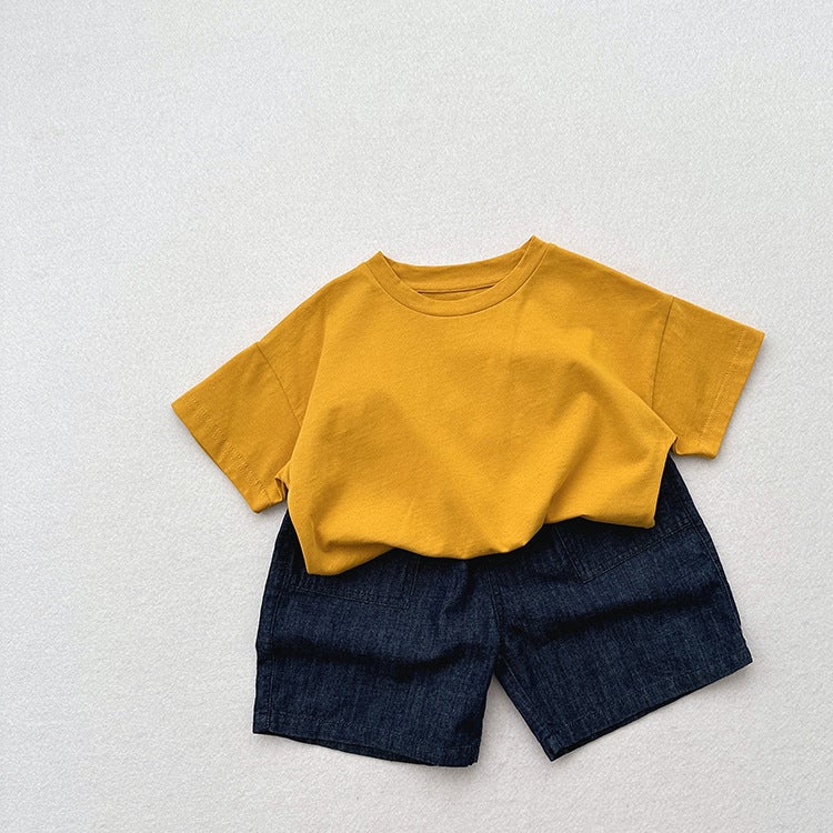 Ankoboma Summer Homemade New Baby Slub Cotton Denim Trousers For Boys And Girls Japanese Casual All-Match Shorts - Image 5
