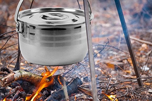 Wealers Camping Cookware Set - Compact Stainless Steel Campfire Cooking Pots and Pans | Combo Kit with Travel Tote Bag | Rugged Outdoor 4 Pc Cook Set for Hiking | Barbecues | Beach | Hiking Gear - Image 4