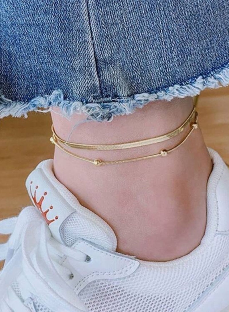 Equal Amazing Women's Stainless Steel 18k Gold Plated Anklet - Image 1