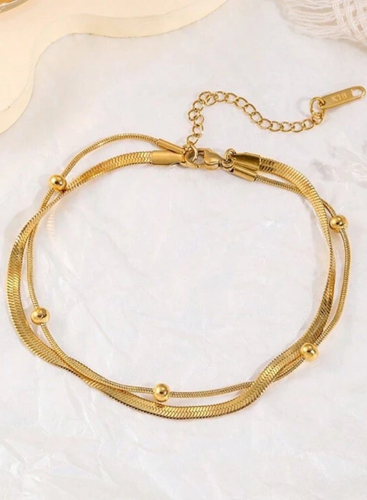 Equal Amazing Women's Stainless Steel 18k Gold Plated Anklet - Image 2