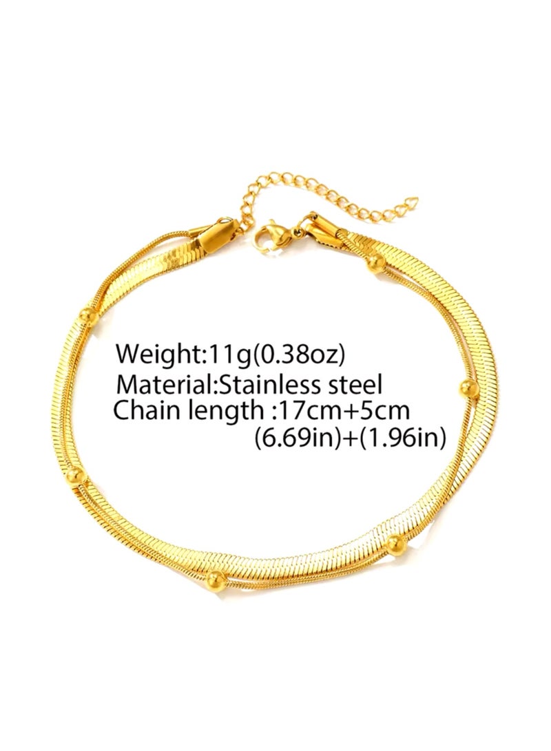 Equal Amazing Women's Stainless Steel 18k Gold Plated Anklet - Image 3